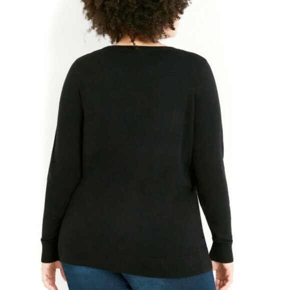 NWT City Chic EVANS 22/24 Black Lapland Sequin Christmas Sweater - Picture 4 of 10